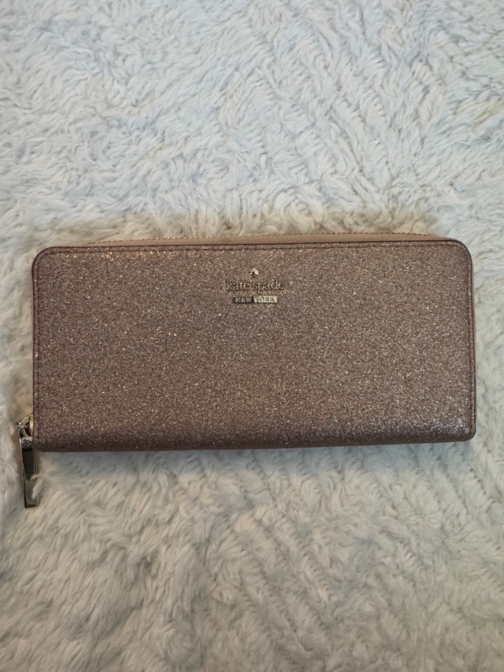 kate spade | Rose Gold glitter continental wallet